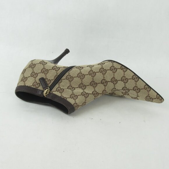 Gucci Beige/Ebonoy GG Fabric Side Zip Ankle Boots size 8 *Treasures of New York - Picture 9 of 15